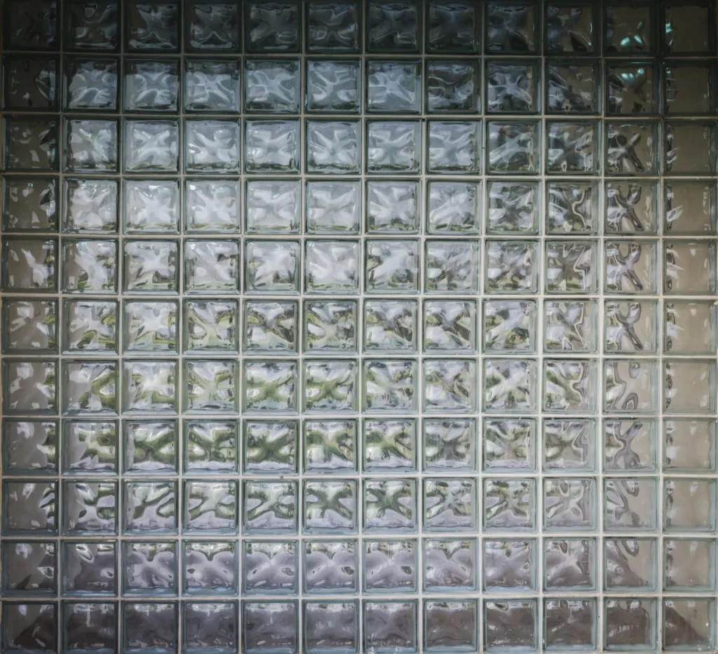 Bathroom wall glass bricks